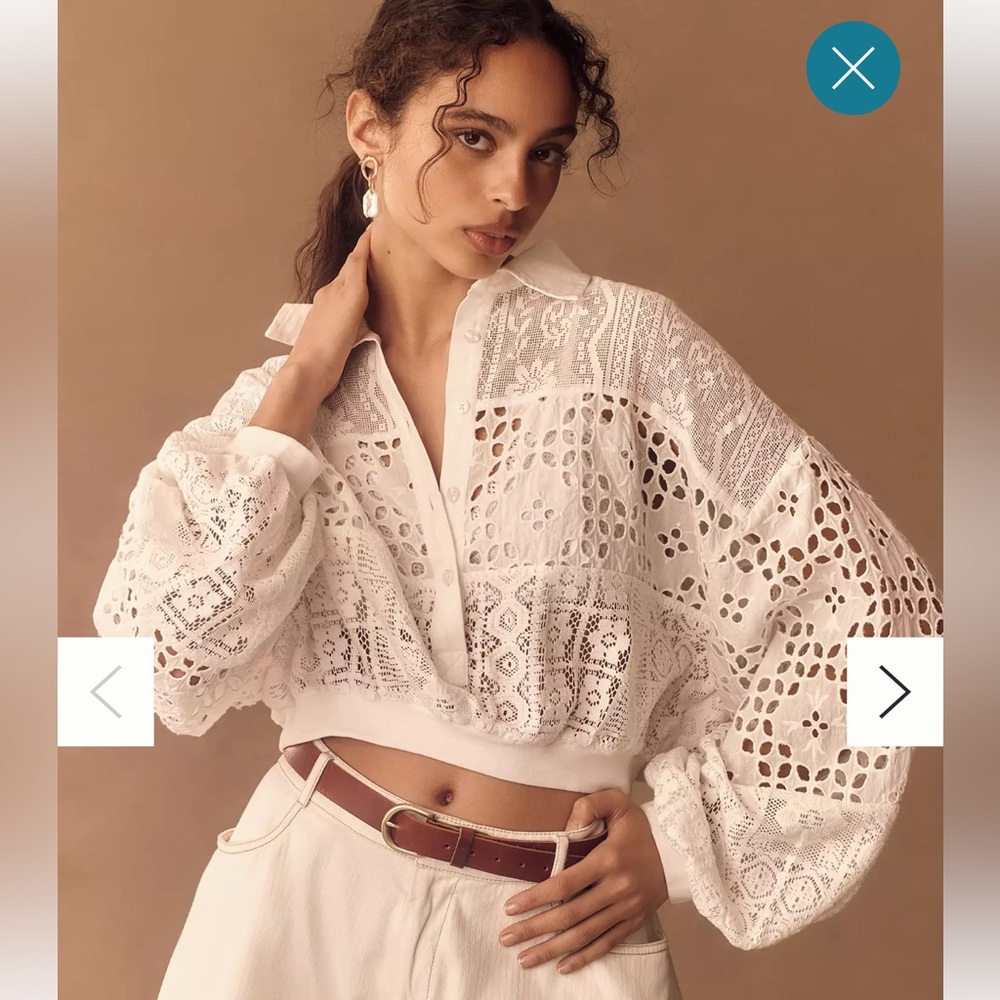Anthropologie Pilcro cutworm bubble sleeve shirt